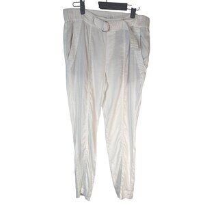 2/$30 Vince Size 8 Womens Belted Trousers Linen & Viscose Blend Off-White